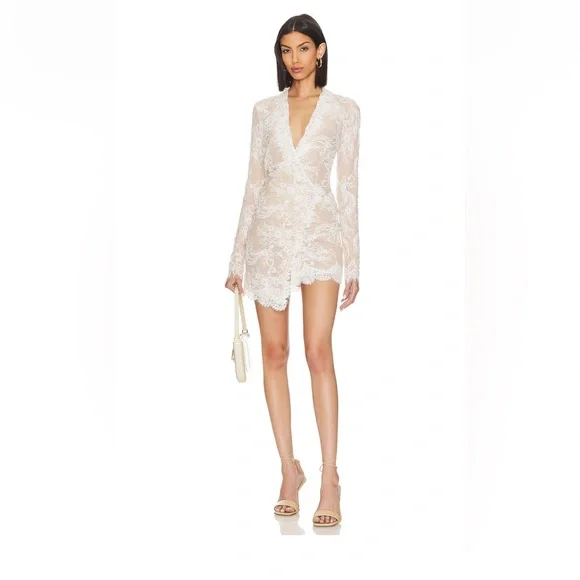 X Revolve monica blazer dress by Stone Cold Fox White Lace Mini Dress - Picture 1 of 11